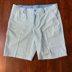 adidas Sky Blue Checkered Men's Flat Front Shorts